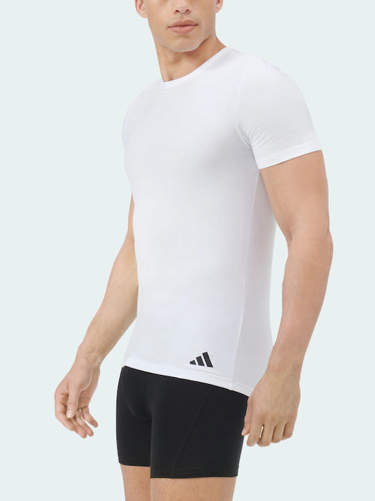 Active Flex Cotton Tricouri de Corp pentru Bărbați cu Mâneca Scurtă Alb 2 Pack