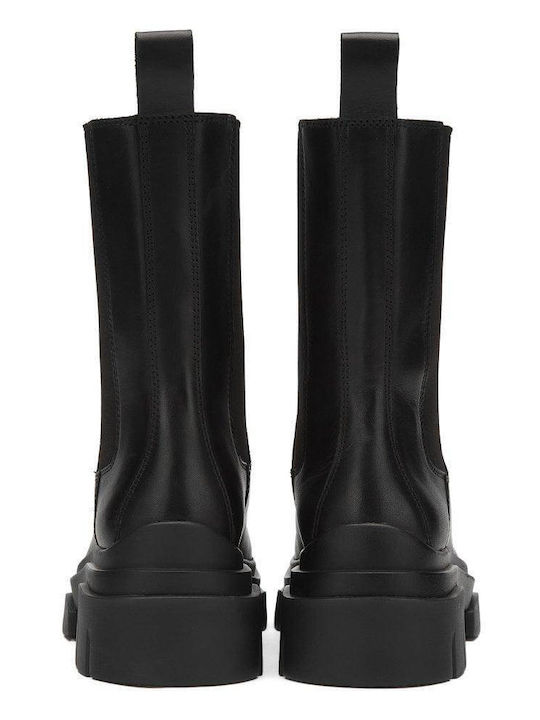 Storm Leder Damen Chelsea Stiefeletten mit mittlerem Absatz Schwarz