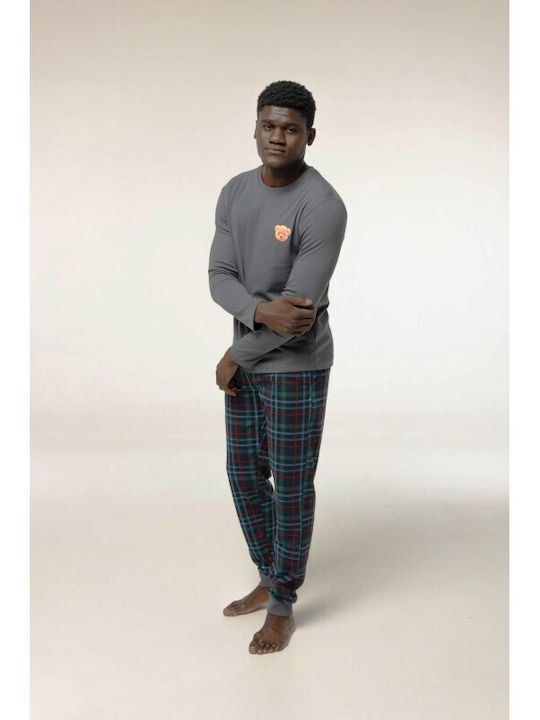 Dark Elephant Men's Winter Pajamas Set Gray