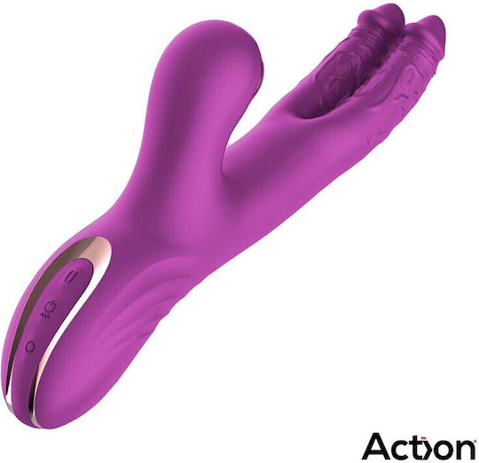 Action Vibe with Clit Hitting Ball and Alternating Dildos Διπλός Δονητής 22.6cm Μωβ