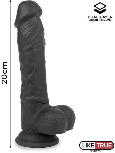 IntoYou Dildo Realistic Cu Scrotum și Ventuză Negru 20cm