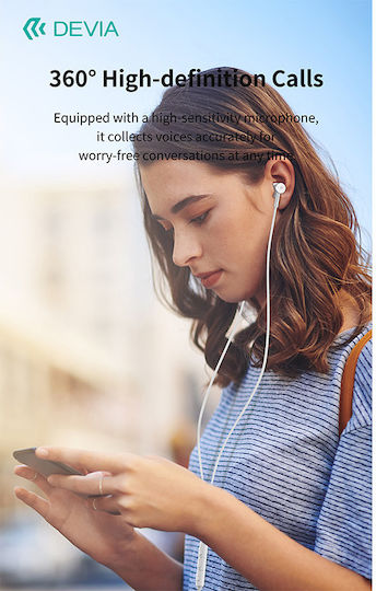 Devia NO-DVHF-108790 In-ear Handsfree Ακουστικά με Βύσμα USB-C Μαύρο