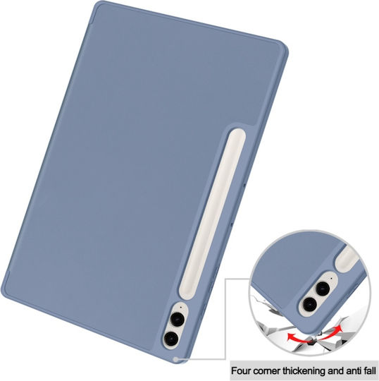 Tablet Hülle Samsung Galaxy Tab S9 FE Plus Stifthalter Schlaf Wake Funktion Flex Trifold Set Sticker Marineblau