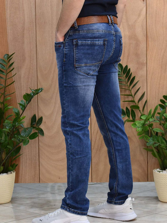 Men's Jeans Pants Elastic Blue