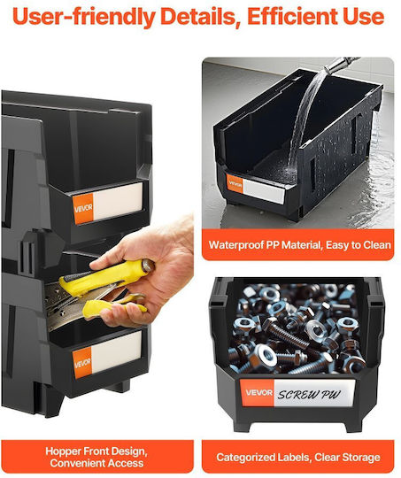 Vevor Plastic Tool Bin Organiser W37.7xD21.5xH18cm