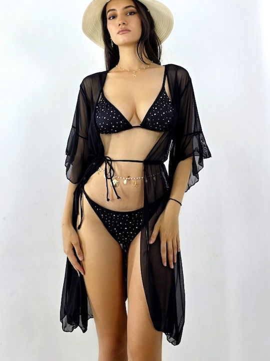Feminin Scurt Caftan de Plajă Black