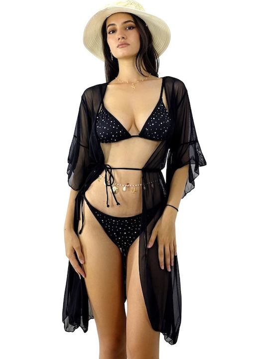 Feminin Scurt Caftan de Plajă Black