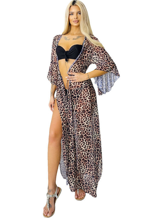 Feminin Caftan de Plajă Leopard Print Feminin Caftan de Plajă Leopard Print