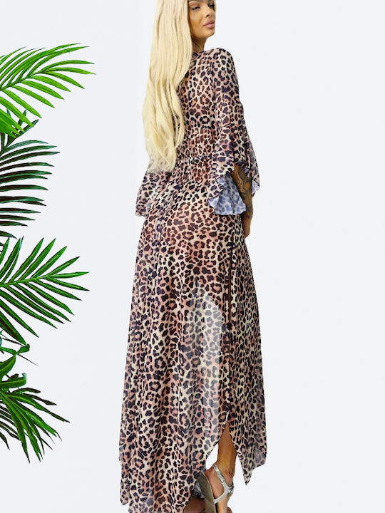 Feminin Caftan de Plajă Leopard Print