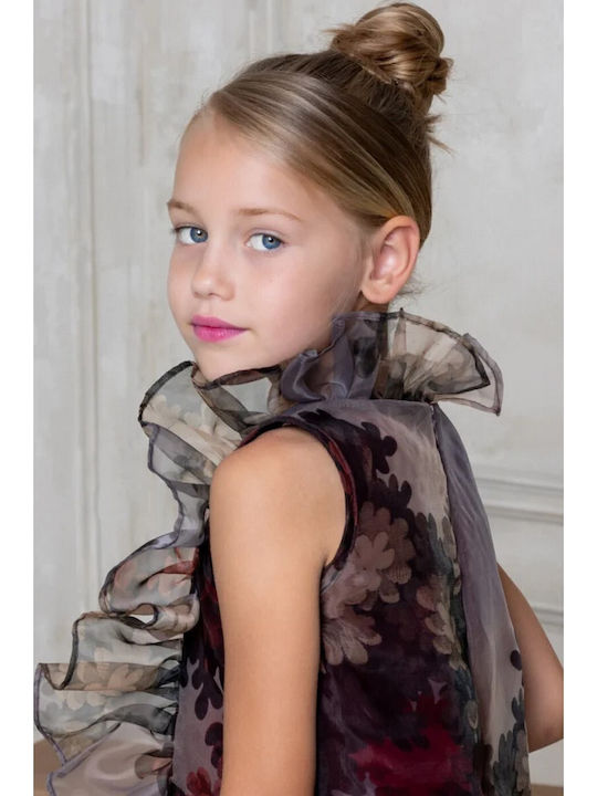 Children's Dress Floral Bordeaux