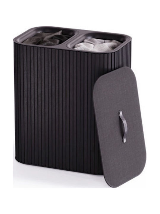 Joseph Joseph Tota Luxe Wäschekorb Mit 2 Fächern Bambus Schwarz 90 Lt