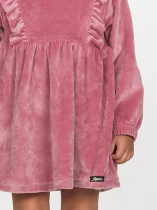 Children's Dress Long Sleeve Velvet Pink