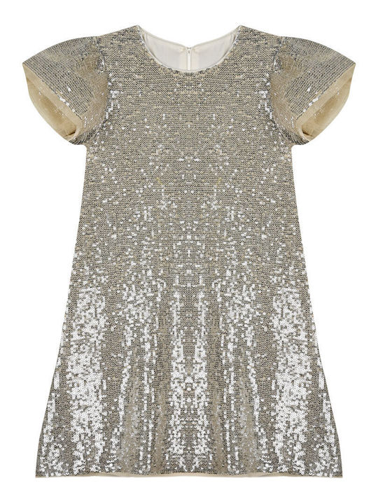Children's Dress Short Sleeve with Sequins Gold