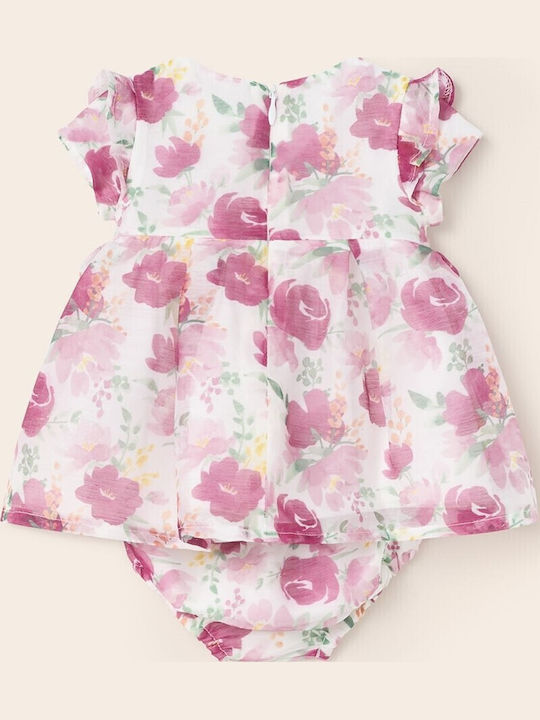 Rochie pentru Copii Mâneca scurta Floral Set cu Chiloțel Roz