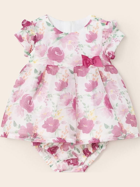 Rochie pentru Copii Mâneca scurta Floral Set cu Chiloțel Roz