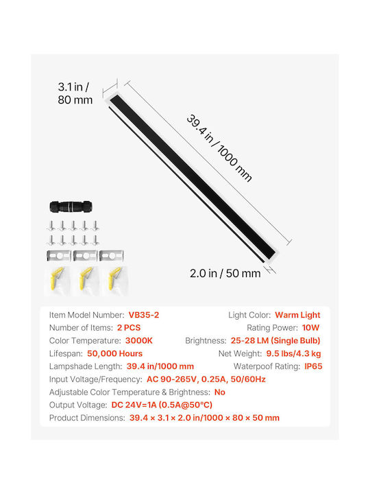 Vevor Lumină de Perete cu LED Integrat și Lumină Alb Cald