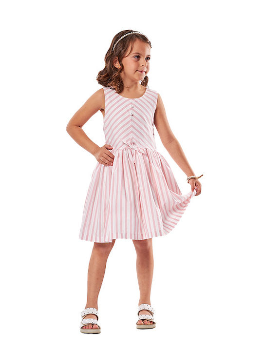 Kinderkleid Ärmellos Gestreift Rosa