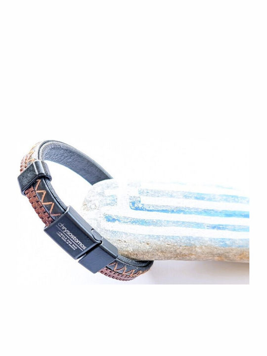 Chrysostomos Men's Leather Bracelet 17cm