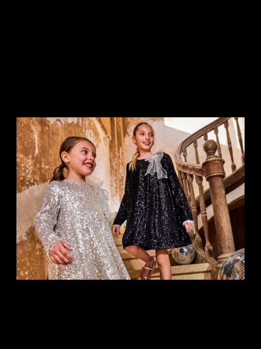 Children's Dress Long Sleeve with Sequins Black