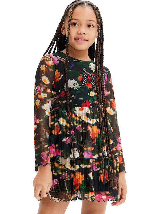 Mirta Girls Dress Long Sleeve Floral Tulle Multicolour