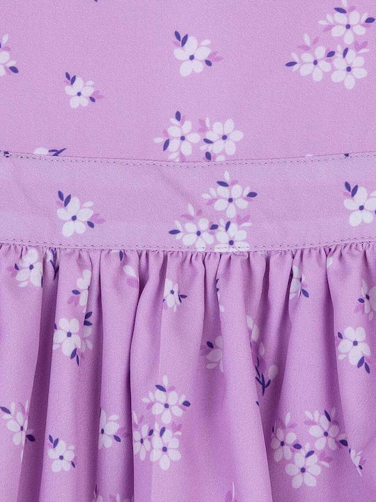 Rochie Fete Fără Mâneci Model Floral Lila