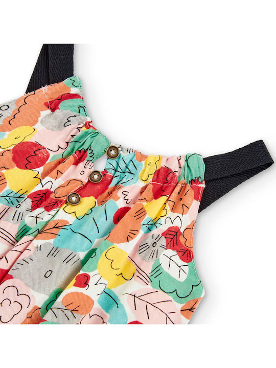 Kinderkleid Ärmellos Blumen Set mit Accessoires Mehrfarbig