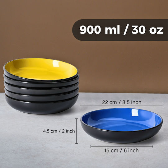 Miamio Le Papillon Collection Farfurie adâncă Ceramică Multicolor cu Diametru 22cm 6buc