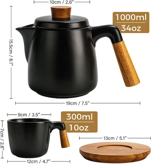 Miamio Σετ Τσαγιού με Φίλτρο Κεραμικό 1000ml 5τμχ