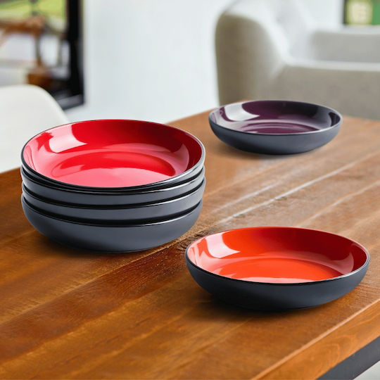 Miamio Le Papillon Collection Farfurie adâncă Ceramică Multicolor cu Diametru 22cm 6buc