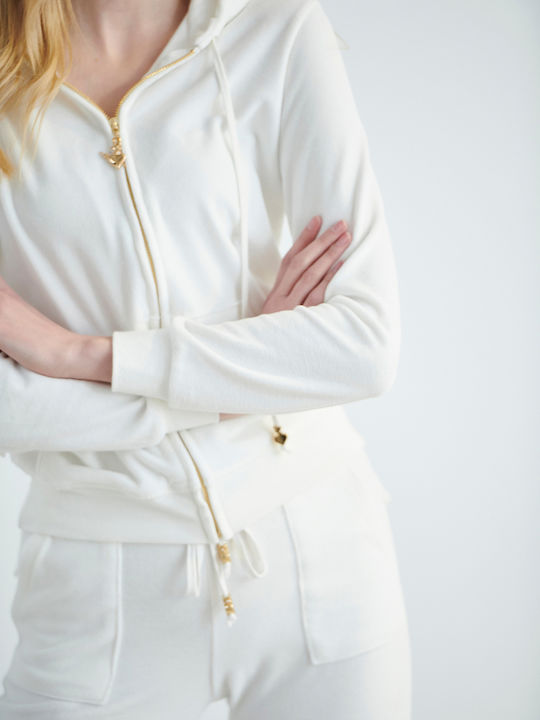 Women's Sweatshirt Jacket Velvet Hooded Ice Marl