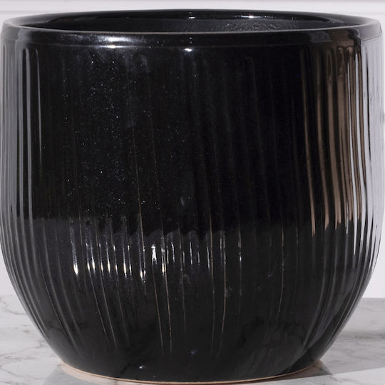 Supergreens Ghiveci Ceramică Negru 25x25εκ.