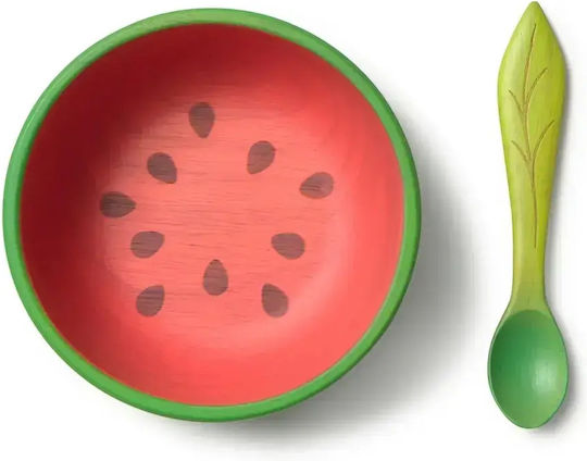 Oli&Carol Feeding Set made of Wood Green 2pcs