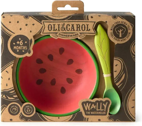 Oli&Carol Feeding Set made of Wood Green 2pcs