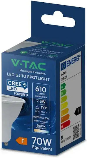 V-TAC LED Bulb 7.5W for Socket GU10 Warm White