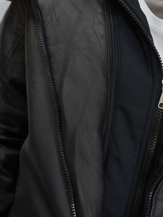 Μπουφάν από Δερματίνη Black