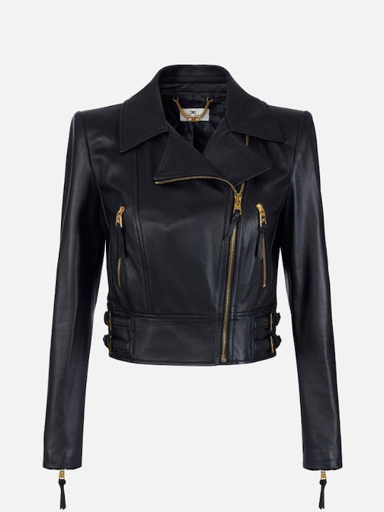 Δερμάτινο Γυναικείο Biker Jacket Μαύρο