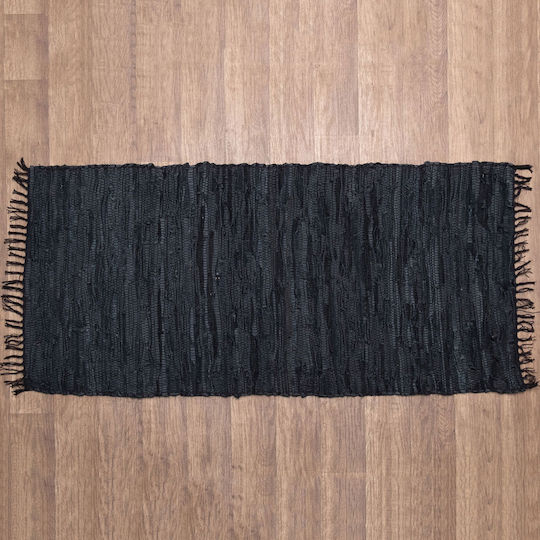 Viopros Teppich Teppich Kamin Rechteckig Leder mit Fransen 4 Black