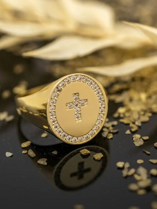 Femeie Chevalier Inel cu Zirconiu din Aur 14K