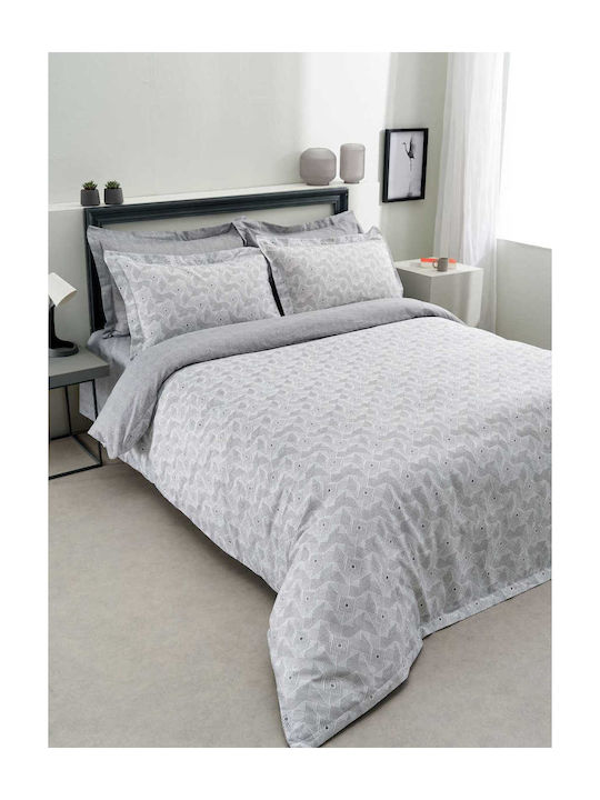 Vesta Home Vesta Home Cotton Satin Duvet Cover Set 170x240cm Single with Pillowcase Geneva Gray
