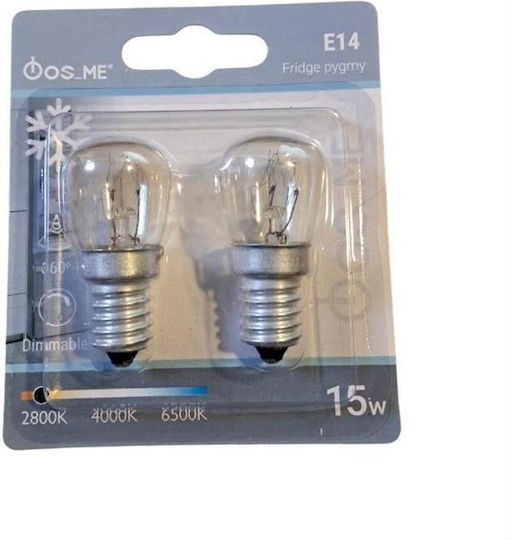 Fos me Refrigerator Bulb 15W for Socket E14 2pcs