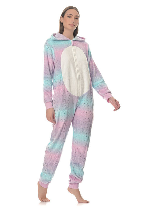 Love Winter Damen Einteiliger Pyjama Purple