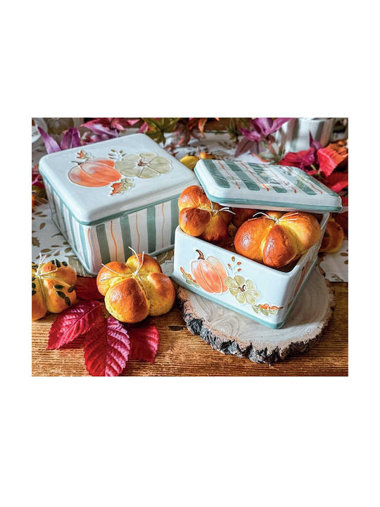 Brandani General Use Box with Lid Made of Beige Porcelain 17.5x17.5cm 1 Piece