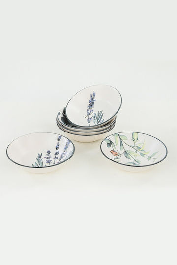 Hermia Farfurie adâncă Ceramică Multicolor cu Diametru 18cm 6buc