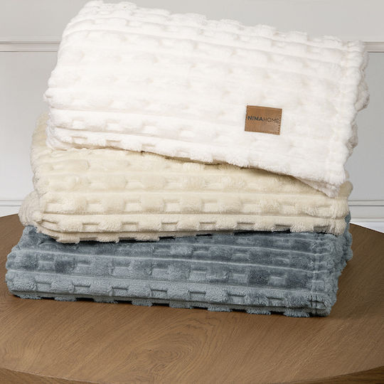 Nima Savara Κουβέρτα Fleece Καναπέ 130x170εκ. Ivory