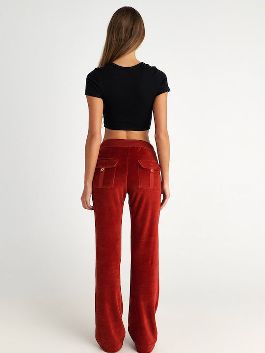 Sweatpants Flared Velvet Iron Red