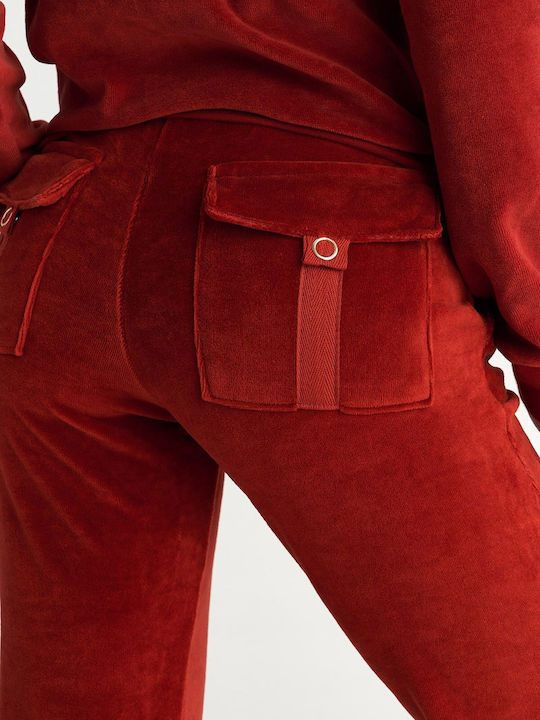 Sweatpants Flared Velvet Iron Red