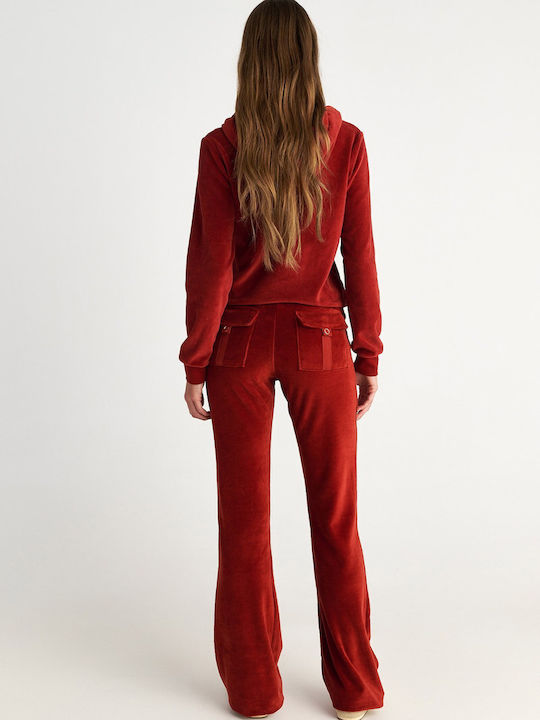 Sweatpants Flared Velvet Iron Red