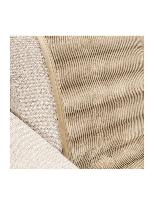 Nima Lunetta Ριχτάρι Τριθέσιου Καναπέ Γούνινο 180x300εκ. Beige