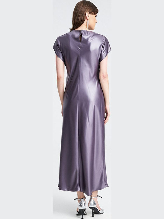 Dress Midi Evening Dress Satin Silver