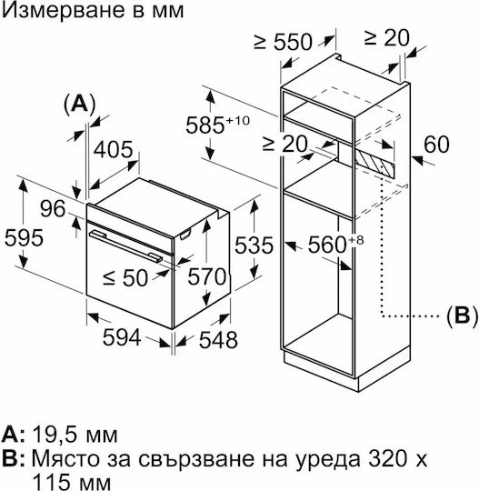 Bosch Φούρνος άνω Πάγκου 71lt Π56.8εκ. Μαύρος
